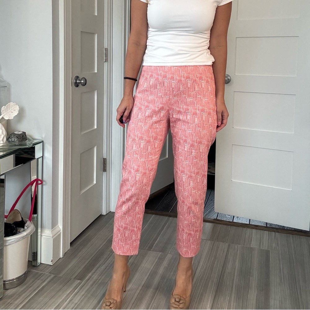 Peserico Italy Coral Geometric Tailored Pants Trousers Size 44